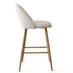 Lot de 2 tabourets de bar rembourrés en tissu bouclé de 68 cm, chaises modernes pour îlot de cuisine avec pieds en métal aspect bois - Panipeachy