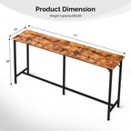 Table de salle à manger/bar hauteur comptoir Karl Home 71'' avec cadre métallique, table de canapé de pub pour cuisine et salon