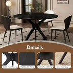 MAYEERTY Table à manger ronde en bois massif de 47 po, piétement piédestal entrecroisé noir, 4 à 6 places pour cuisine et salle à manger