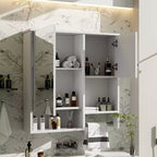 Meuble de salle de bain mural moderne GDFStudio Mazie 29" avec miroir, étagères et porte-serviettes