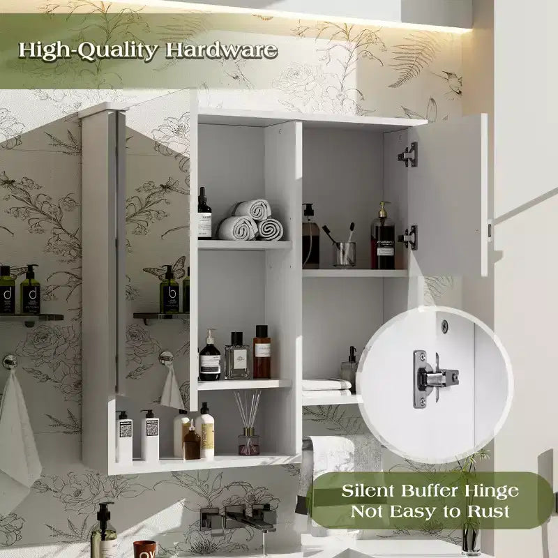 Meuble de salle de bain mural moderne GDFStudio Mazie 29" avec miroir, étagères et porte-serviettes