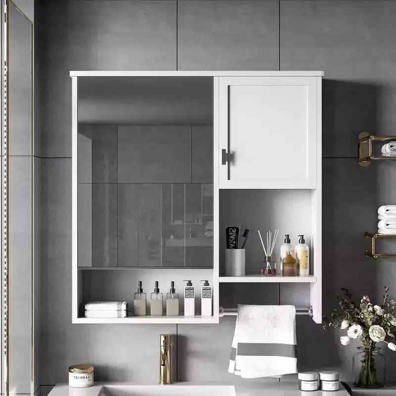 Meuble de salle de bain mural moderne GDFStudio Mazie 29" avec miroir, étagères et porte-serviettes