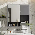 Meuble de salle de bain mural moderne GDFStudio Mazie 29" avec miroir, étagères et porte-serviettes