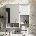 Meuble de salle de bain mural moderne GDFStudio Mazie 29" avec miroir, étagères et porte-serviettes