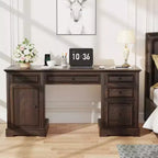 Dyonery 60 Bureau de Direction de Ferme pour Bureau à Domicile - Bureau d'Écriture en Bois avec Tiroirs, Rangement d'Armoire, Bureau Rustique pour le Travail et l'Étude