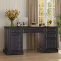 Dyonery 60 Farmhouse Executive Desk for Home Office - Wooden Writing Desk with Drawers, Cabinet Storage,Rustic Home Office Desk for Work Study