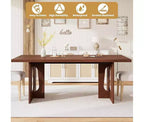 Longue table à manger de 71 po pour 6 à 10 personnes - Table de cuisine avec plateau extra-épais, table rectangulaire pour salle à manger, bureau, noyer