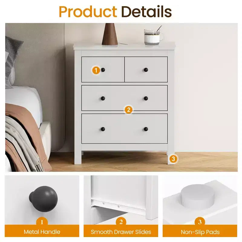 Commode moderne en bois à 3 tiroirs pour chambre à coucher