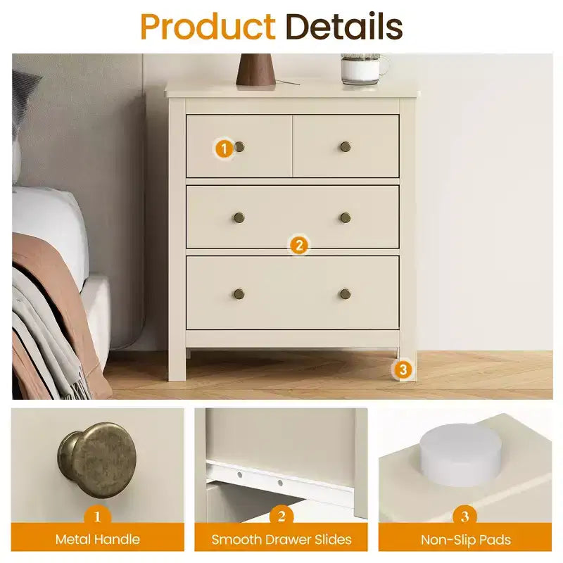 Commode moderne en bois à 3 tiroirs pour chambre à coucher