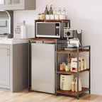 Support de mini-réfrigérateur avec étagère de rangement, étagère à micro-ondes à 5 niveaux et organiseur de bar à café avec étagères réglables pour dortoir, appartement, bureau