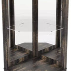 Meuble Bar d'Angle avec Casier à Vin, Armoire à Vin Haute de 72 po avec Miroir Acrylique et Porte-Verres, Meuble de Rangement pour Alcool en Bois pour Salle à Manger et Cuisine