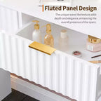 Coiffeuse 51" avec miroir lumineux et éclairage réglable - Table de maquillage en bois naturel pour chambre à coucher