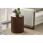 Table d'appoint contemporaine Doncaster, en manguier massif, 40 cm de large, style bohème, livrée assemblée