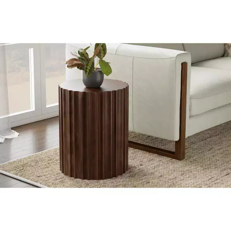 Table d'appoint contemporaine Doncaster, en manguier massif, 40 cm de large, style bohème, livrée assemblée