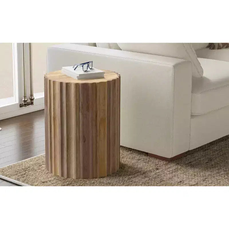 Table d'appoint contemporaine Doncaster, en manguier massif, 40 cm de large, style bohème, livrée assemblée