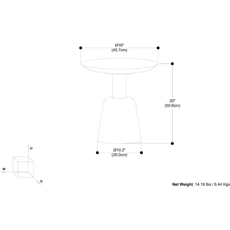 Table d'appoint contemporaine ronde KESSLER en bois de manguier massif, 45,7 cm de large, finition blanchie, entièrement assemblée