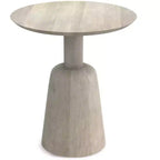 Table d'appoint contemporaine ronde KESSLER en bois de manguier massif, 45,7 cm de large, finition blanchie, entièrement assemblée