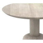 Table d'appoint contemporaine ronde KESSLER en bois de manguier massif, 45,7 cm de large, finition blanchie, entièrement assemblée