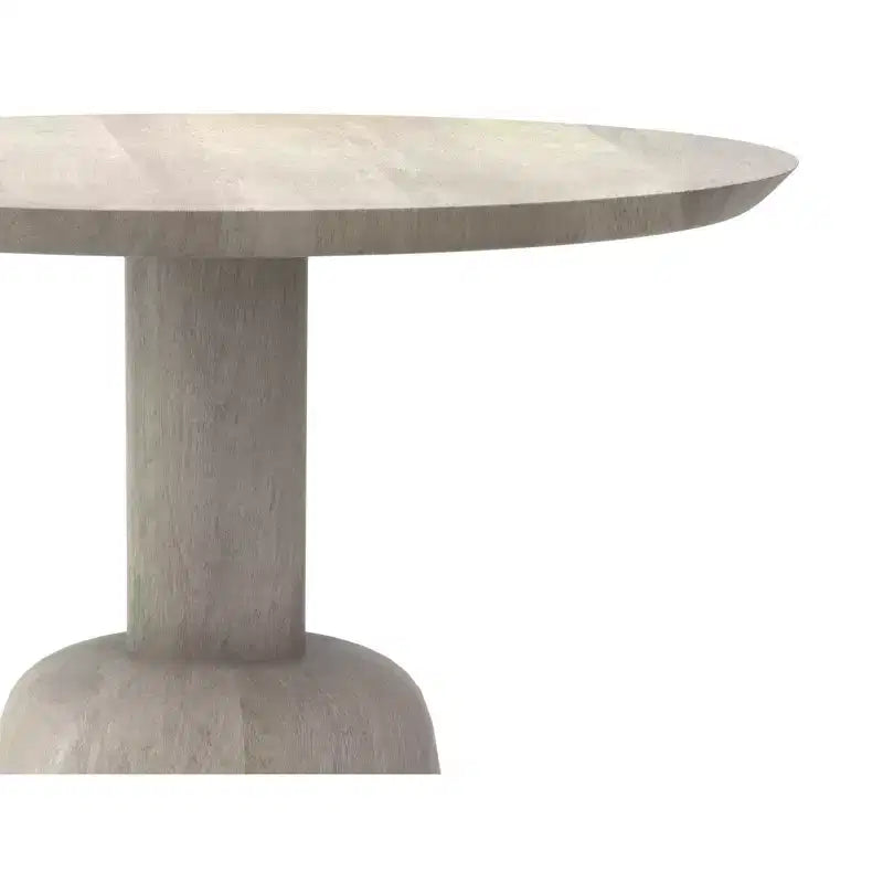 Table d'appoint contemporaine ronde KESSLER en bois de manguier massif, 45,7 cm de large, finition blanchie, entièrement assemblée