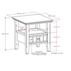 Table d'appoint transitoire en bois massif Normandy de 19 pouces de large