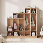 Vestiaire de classe à 5 sections avec 9 casiers, organisateur de rangement avec 10 crochets pour la maison, l'école, la crèche, la maternelle