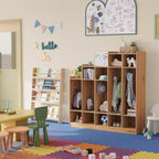 Vestiaire de classe à 5 sections avec 9 casiers, organisateur de rangement avec 10 crochets pour la maison, l'école, la crèche, la maternelle