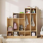 Vestiaire de classe à 5 sections avec 9 casiers, organisateur de rangement avec 10 crochets pour la maison, l'école, la crèche, la maternelle