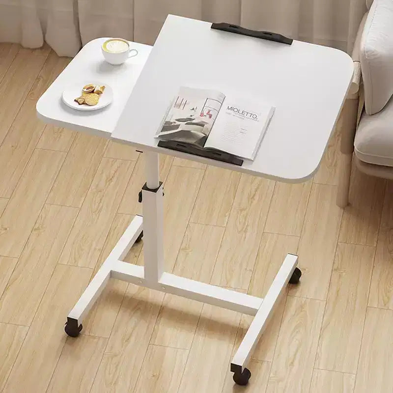 Table de lit avec roulettes, table de lit réglable en hauteur de 60 à 95 cm, table de chevet roulante et mobile, bureau debout pour la maison et le bureau