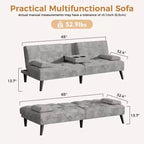 Canapé-lit futon convertible Celebalcony, petit canapé inclinable, canapé-lit réglable 64 positions pour salon, accoudoir amovible
