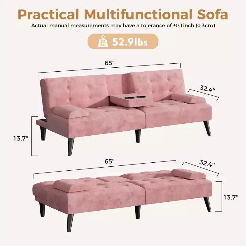 Canapé-lit futon convertible Celebalcony, petit canapé inclinable, canapé-lit réglable 64 positions pour salon, accoudoir amovible