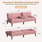 Canapé-lit futon convertible Celebalcony, petit canapé inclinable, canapé-lit réglable 64 positions pour salon, accoudoir amovible