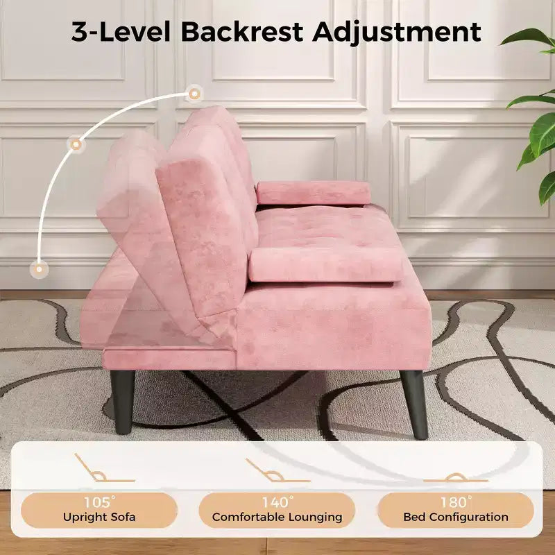 Canapé-lit futon convertible Celebalcony, petit canapé inclinable, canapé-lit réglable 64 positions pour salon, accoudoir amovible