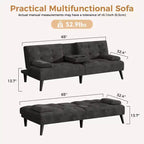 Canapé-lit futon convertible Celebalcony, petit canapé inclinable, canapé-lit réglable 64 positions pour salon, accoudoir amovible