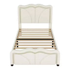 Lit plateforme capitonné en PU Luxystar avec tête de lit réglable en hauteur pour chambre d'enfant, rose