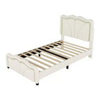 Lit plateforme capitonné en PU Luxystar avec tête de lit réglable en hauteur pour chambre d'enfant, rose