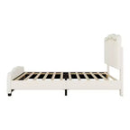 Lit plateforme capitonné en PU Luxystar avec tête de lit réglable en hauteur pour chambre d'enfant, rose