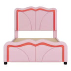 Lit plateforme capitonné en PU Luxystar avec tête de lit réglable en hauteur pour chambre d'enfant, rose