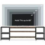 Meuble TV Lantine 78 pouces pour téléviseurs jusqu'à 85 pouces, console de divertissement multimédia industrielle avec étagères de rangement pour salon