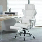 Chaise de bureau inclinable VEVOR avec repose-pieds, grande chaise de bureau robuste en cuir PU, chaises de direction grandes et hautes avec support lombaire, blanche