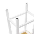 JVNOXK Grand îlot de cuisine de 122 cm à 5 roues avec 2 tabourets de bar, prise de courant, plateau pliant, chariot de rangement, étagères latérales ouvertes, 2 tiroirs, Blanc