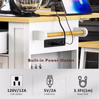 JVNOXK Grand îlot de cuisine de 122 cm à 5 roues avec 2 tabourets de bar, prise de courant, plateau pliant, chariot de rangement, étagères latérales ouvertes, 2 tiroirs, Blanc