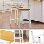 JVNOXK Grand îlot de cuisine de 122 cm à 5 roues avec 2 tabourets de bar, prise de courant, plateau pliant, chariot de rangement, étagères latérales ouvertes, 2 tiroirs, Blanc