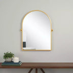Miroir d'appoint en métal doré HomeRoots 36" avec cadre arqué et inclinable