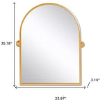 Miroir d'appoint en métal doré HomeRoots 36" avec cadre arqué et inclinable