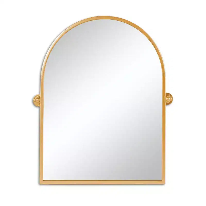 Miroir d'appoint en métal doré HomeRoots 36" avec cadre arqué et inclinable