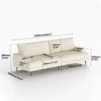 86.61 Canapé moderne 3 places en coton avec coussins de dossier garnis de duvet, meuble profond pour salon, beige Gaoyangjiaju