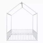 Lit cabane en métal Luxystar avec clôture et porte pour chambre d'enfant, blanc