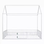 Lit cabane en métal Luxystar avec clôture et porte pour chambre d'enfant, blanc