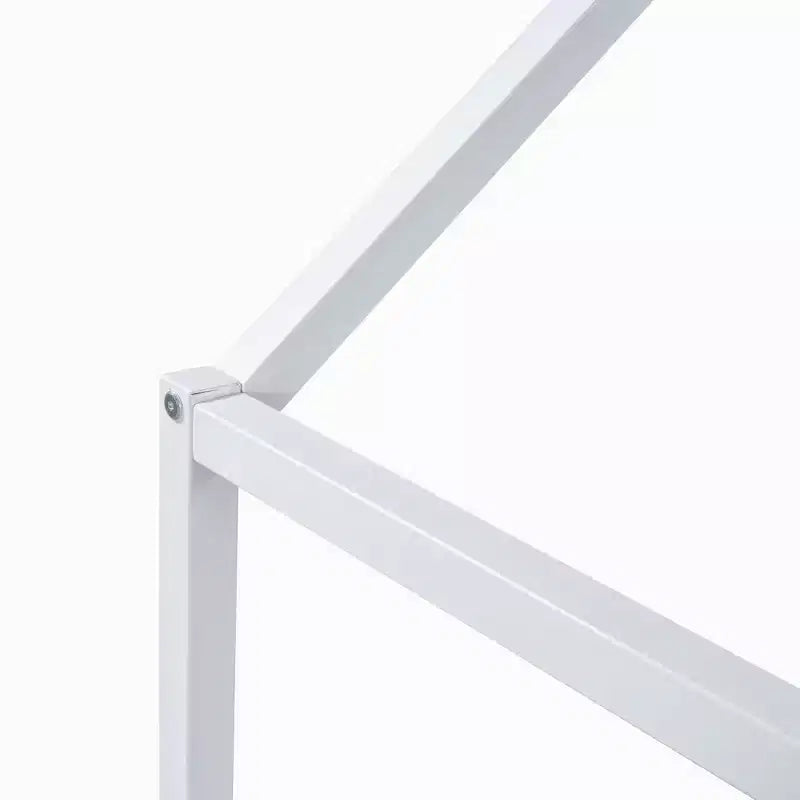 Lit cabane en métal Luxystar avec clôture et porte pour chambre d'enfant, blanc