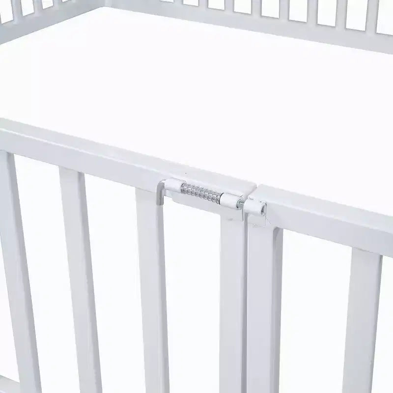 Lit cabane en métal Luxystar avec clôture et porte pour chambre d'enfant, blanc